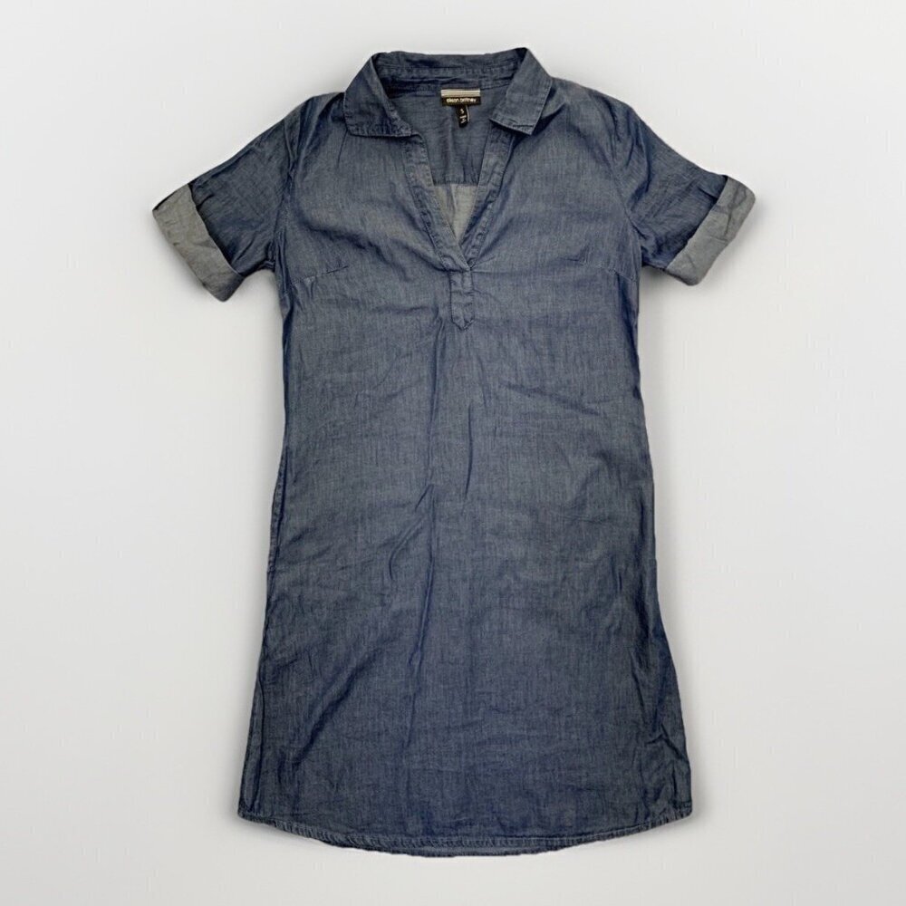 Allison Brittney Women’s Shirt Dress Size S Blue Denim Short Sleeves V-Neck GUC